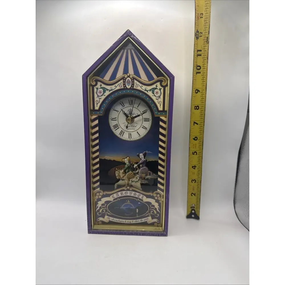 Vintage Sankyo Carousel Clown Clock Clair Lune Musical Taiwan 11-038 Works *